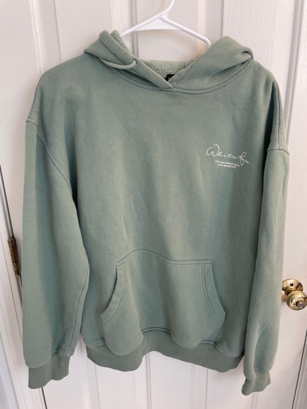 White Fox Sage Green Pullover Hoodie